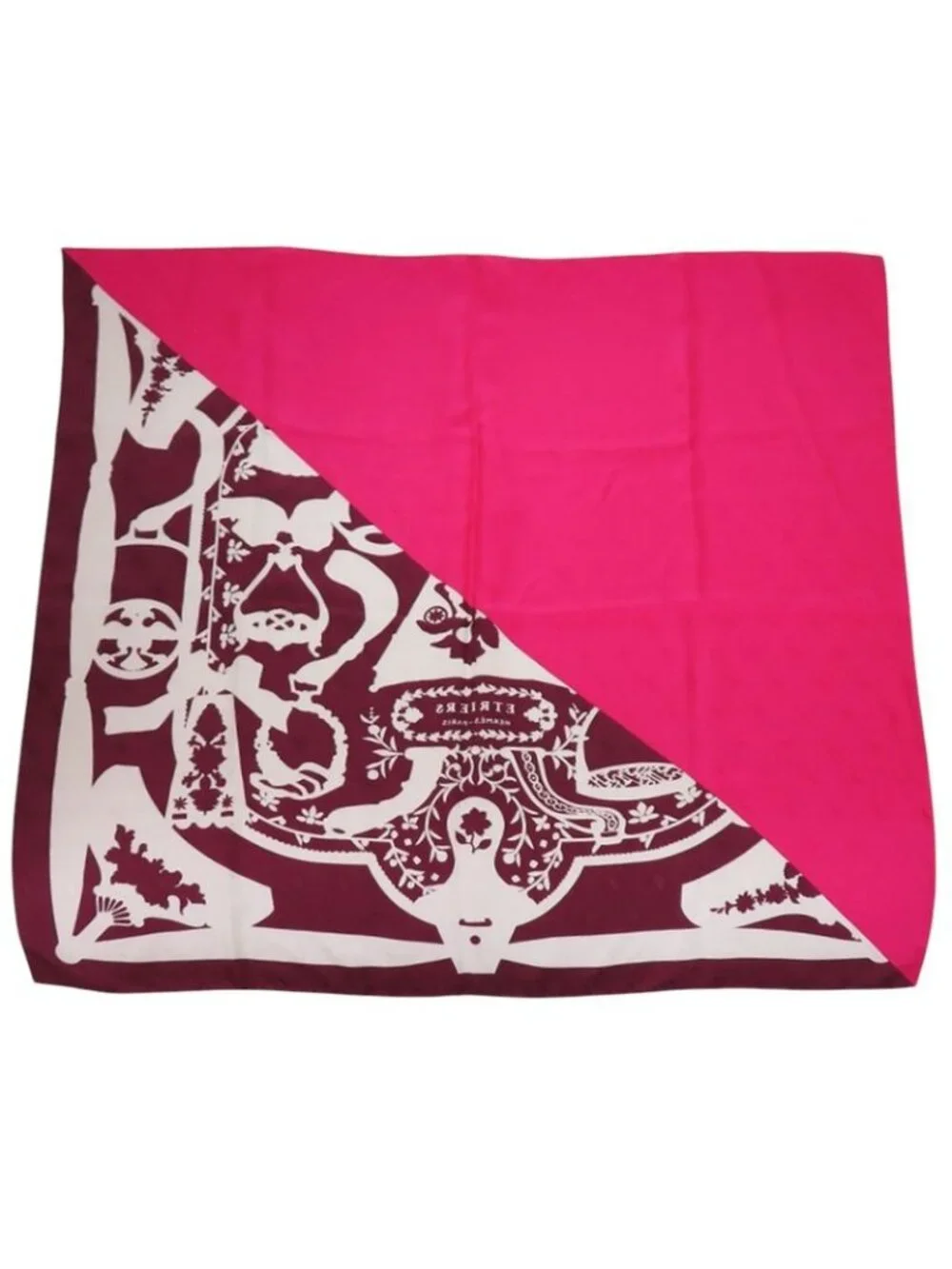 Hermes Carre 90 Cadrige Etrier Tattoo Silk Pink Scarf 0394